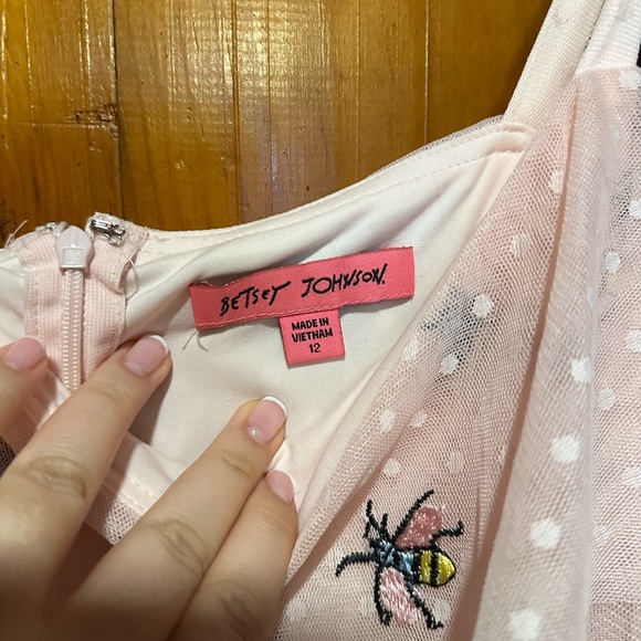 Betsey Johnson Pink Polka Dot Bug Midi Dress - Picture 3 of 9